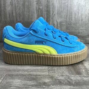 Fenty Puma Rihanna Suede Creeper Phatty Blue Lime Green 399332-02 Women's Size 6